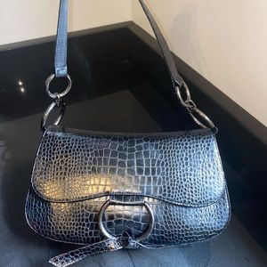 STUART WEITZMAN Croc Embossed leather shoulder bag